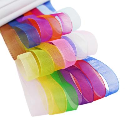 China Wholesale Tenacity Tops Gift Wrapping Decoration Christmas Ribbons (50 yards/roll) 12mm Organza Ribbons for sale