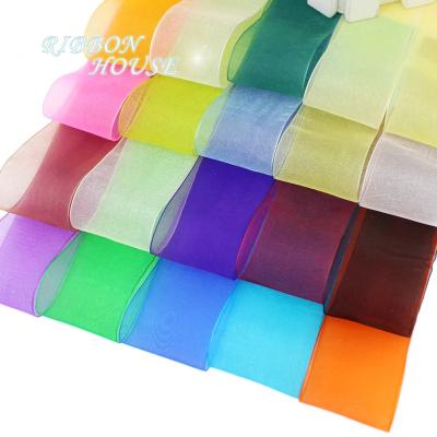 China Wholesale Christmas Gift Wrapping Decoration Ribbons High Tenacity (50Yards/roll) 40mm Organza Ribbons for sale