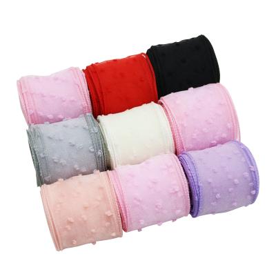 China High tenacity dots ribbon organza colorful hair bow decoration lace (5yards/roll) 5cm per silk ribbon for sale