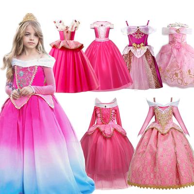 China Girl Fancy Deluxe Sleeping Beauty Halloween Princess Costume Party Aurora Dress Up Kids Red Layered Christmas Pageant Ball Gown à venda