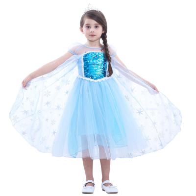 China Girls Elsa Princess Elsa Anna Fashion Kids Costume Cosplay Costume Halloween Children Dress With Cape Dress 3-10 Year for sale