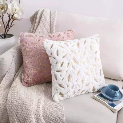 China Anti-Static Double Sided Soft Plush Tile Blanket Square PV Pillow Cases Decorative Gold Stamping Feather Pillow Cushion Cover for sale