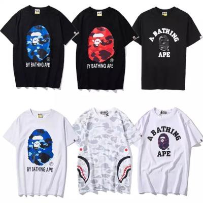 China High Quality Breathable Bapes Brand T Shirt Men Trendy Designer Loose Printed Casual T-shirt Sports T-shirt for sale