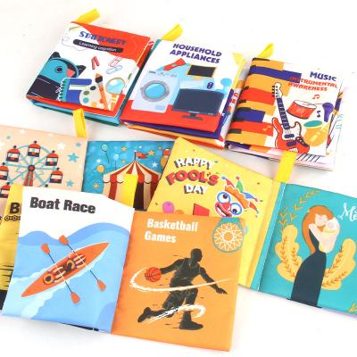 China Premium Quality Soft Cloth Books Touch and Feel Fold Paper Toddler Baby Education Cloth Book Cloth Book for sale