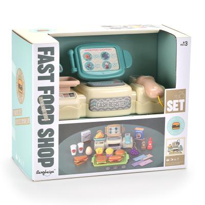 China ABS Kindergarten Pretend Role Playing Burger Supermarket Store Real Cashier Register Kids Toy for sale