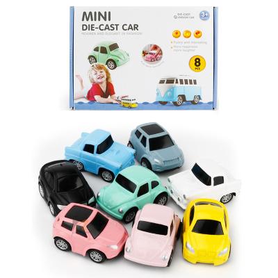 China Pull Back Car Alloy 8Pcs Set Simulation 1/64 Miniature Model Car Pull Back Vehicles Toy Diecast Car for sale