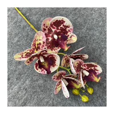 China Red Artificial Orchid 7Head Orchid Touch Flowers Natural Artificial Plant Supply Real Bulk Orchids Wedding Decoration for sale