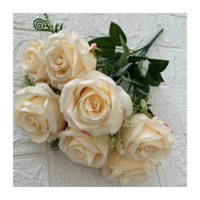 China Artificial Silk Flower Bouquets Silk Rose Flowers Bouquet For Wedding Bridal Home Decoration for sale