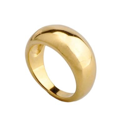 China Fashion 18K Gold Crescent Dome Ring Stainless Steel Thick Lead Free Nickel Free Couple Ring for sale