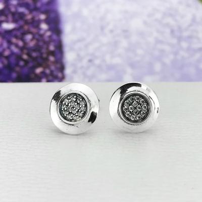 China 925 Sterling Silver Classic Jewelry CZ Full Diamond Round Women Romantic Earrings for sale