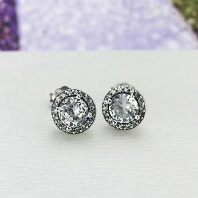 China CLASSIC 925 Silver Classic Women's Jewelry Full CZ Diamond Earrings for sale