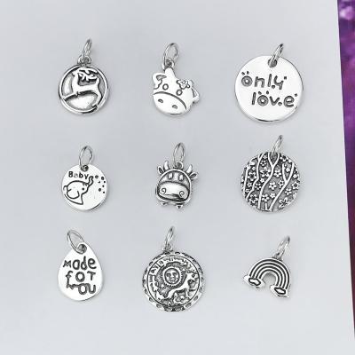 China Cute 925 Sterling Silver Handmade Fawn Elephant Piggy Charm Rune Necklace Pendant Jewelry for sale