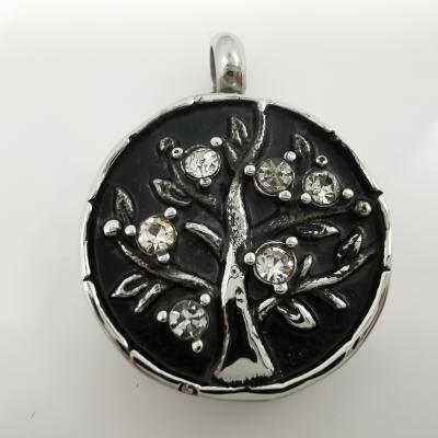 China CLASSIC Tree of Life Cremation Jewelry for Ashes Crystal Inlay Stainless Steel Keepsake Memorial Urn Necklace Pendant Pendant for sale