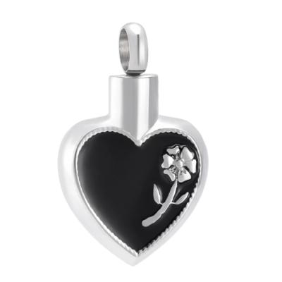 China Romantic Elegant Rose Flower Engraved Stainless Steel Memorial Keepsake Charm Urn Necklace Cremation Urns Jewelry for sale