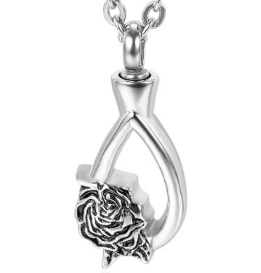 China Funeral Keepsake Rose Flower Drop Water Stainless Steel Stainless Steel Gift Grave Urn Pendant Romantic Hollow Keepsake for Ashes Holder Urns for sale