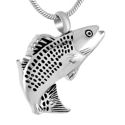 China Casual/Sporting Fish Shape Stainless Steel Memorial Urn Pendant Necklace For Ashes Keepsake Holder Jewelry Cremation Urn for sale