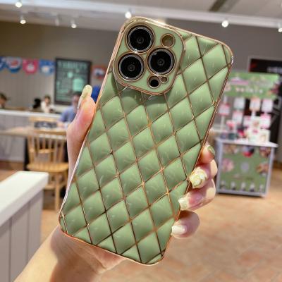 China Anti-drop Grid TPU Camera Protective Phone Electroplating Case For iPhone 13 13 pro 13 mini 13 pro max for sale