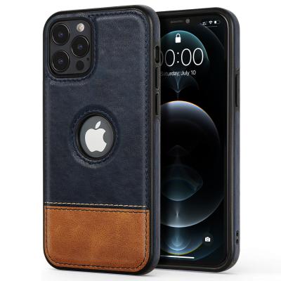 China Luxury Anti-drop Leather Phone Case For iPhone 12 Splicing PU Leather Stitching Back Cover For iPhone 12 pro for sale