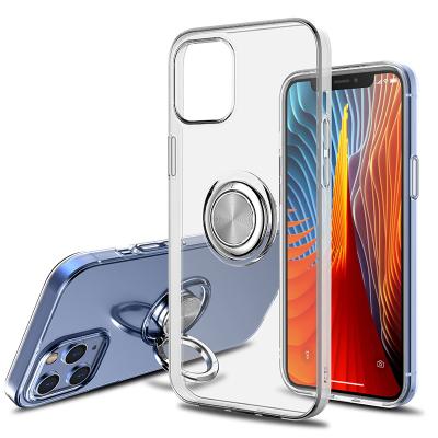 China Shockproof For iPhone 12 pro Finger Ring Holder Case Crystal Clear TPU Ring Stand Phone Case For iPhone 12 pro for sale