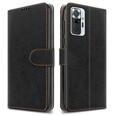 China Custom Anti-fall Lychee Grain PU Leather Flip Card Slot Wallet Stand Case For Xiaomi Redmi Note 10 Pro for sale