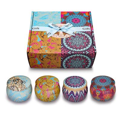 China Birthdays Wholesale Travel Portable Tin Scented Candles Gifts Wax Scented Handmade Jar Soy Candles Sets For Women for sale