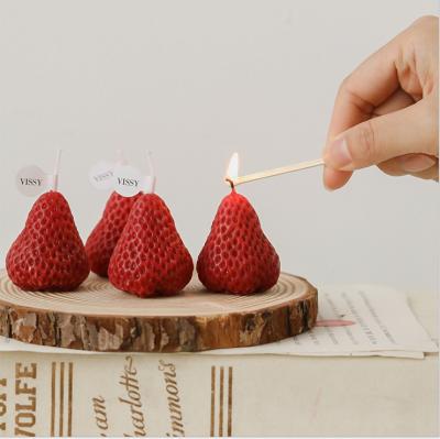 China 2021 Hot Selling Cute Simulation Soy Wax Cute Strawberry Scented Candles Party Candle for sale