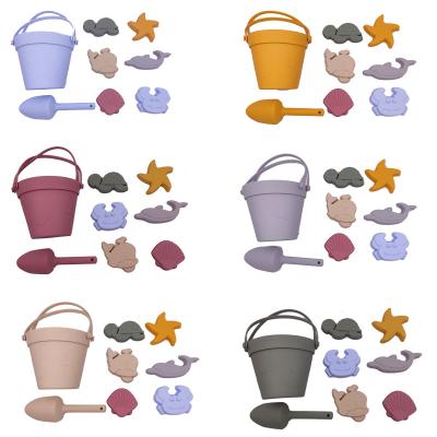 China 2022 New Baby Silicone Sand Bucket Toys Silicone Bucket Beach Set Customized Silicone Beach Toys Children YR163 for sale