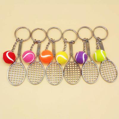 China Key Chains Key Chains Souvenir Gifts Sports Tennis Racket Tennis Ball Key Chain for sale