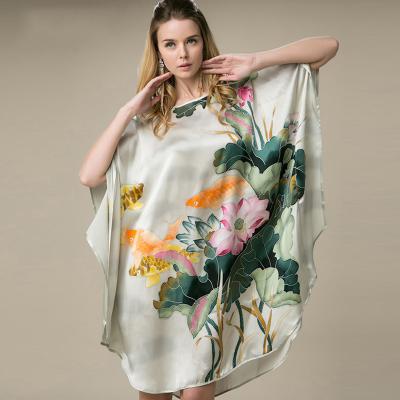 China QUICK DRY Custom pajama onesie womens Ladies kimono robes satin printed short sleeve kimono night dresses for woman for sale