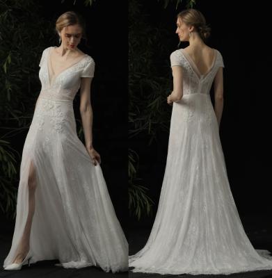 China #982 anti-static beading lace embroidery pattern wedding dress wedding dress for sale