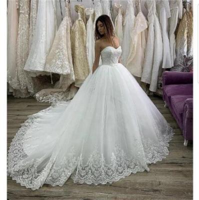 China 11248 Breathable Strapless #Elegant Backless Ball Gown Wedding Dress Sweetheart 2021 Lace Field Shape Sleeveless Bridal Gowns for sale