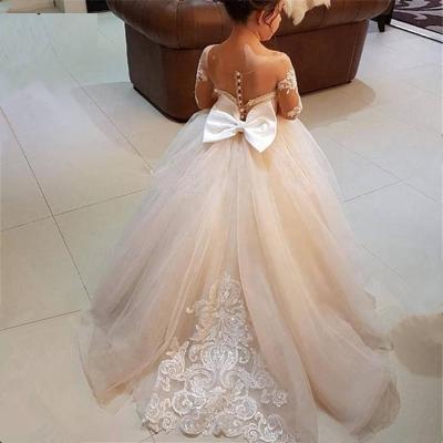 China Real Viable Photos 7837# Vintage Bridesmaid Wedding Dresses Blush Pink Princess Bow Custom Kids Sequined Appliqued Lace for sale