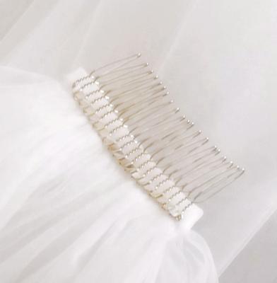 China Beautiful Pencil Edge Bridal White Veil Hairwear Wedding Accessories With Metal Comb for sale