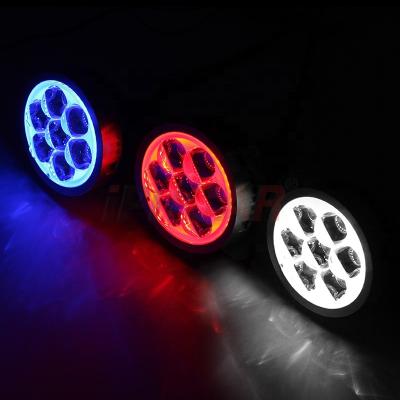 China Aluminum Alloy iPHCAR LED High Beam Projector Headlights with White/Blue/Red Devil Eyes LED Projector Lens for sale