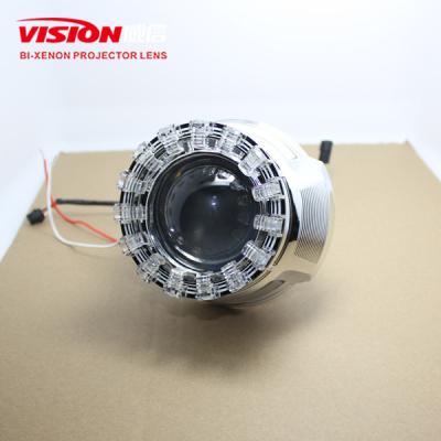 China Car Auto Accessories 35w 3.0 Inch Vision Dual LED Lotus Angel Eyes Hid Bi Xenon Projector Lens For Automobiles And Motorcycles 3.0inch for sale