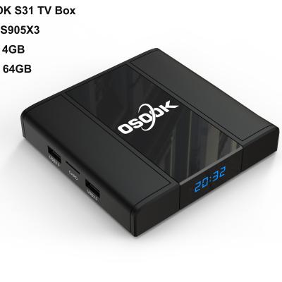 China Support 8K S31 S905X3 8K Android TV Box 4GB 64GB With LED Display Android 9.0 OS HDR USB3.0 Gigabit LAN OEM ODM for sale