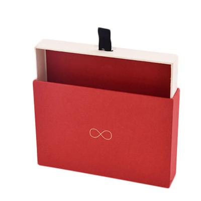 China Recyclable Compartment Pull Out Rigid Cosmetic Shipping Box With Ribbon for sale