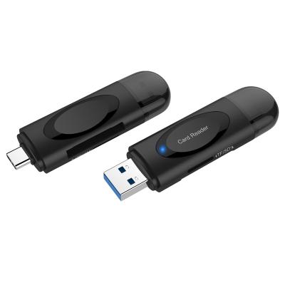 China Exquisite Multifunctional Business/Writter Card Reader with Type C USB 3.0 Support SD/TF Card Simultaneously Reading for Macbook pro for sale