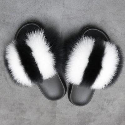 China Lightweight Child's Cute Fluffy Fox Fur Slipper And Girl's Comfortable Slippers Slippers for sale