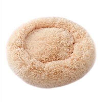 China Travel Ultra Soft Shaggy Rug Faux Fur Dog Bed Dismountable Round Pet Bed Washable Donut Cat Bed for sale