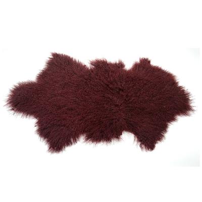 China Real Long Curly Hair Washable Fur Blanket Lamb Area Rugs Mongolian Lamb Blankets for sale