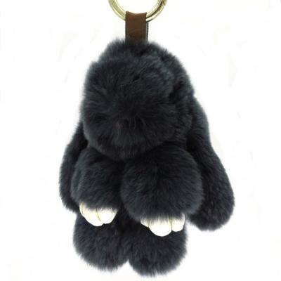 China Cute Australia Real Rabbit Fur Fluffy Animal Stuffed Soft Plush Rex Rabbit Bunny Keychain Real Fur for sale