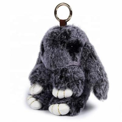 China China Wholesale Rabbit Fur Cute Pink Faux Fur Hairy Fluffy Bunny Keyring for sale