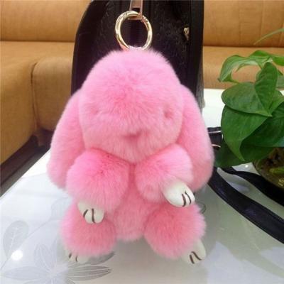 China Hot Sale Gray And White Color Faux Bunny Keychain Fake Fur Fluffy Plush Toy 2021 for sale