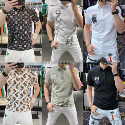 China Anti-wrinkle polo shirt 2022 men's summer fashion print casual polo shirt for sale