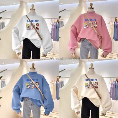 China Simple Custom Logo Print Anti-wrinkle Hoodie Women's White Casual Street Wear Pullover Cotton Oversized Sweatshirt for sale