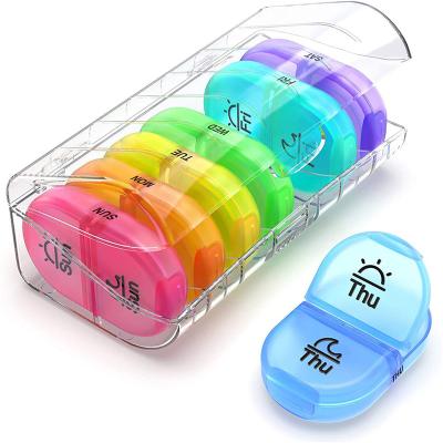 China New Product Plastic Amazon Coloful Pill Box Pill Organizer 7 Day Weekly 14 Cases for sale