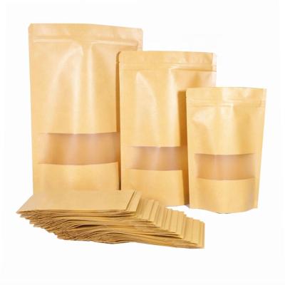 China Food Fruit Nuts Tea Dry Sealed Zipper Packaging Bag Stand Up Matte Zipper Lock Food Pouch Kraft Paper Bag With Window for sale