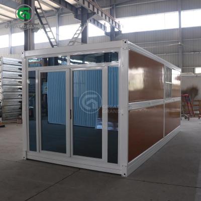 중국 Windproof And Warm 20ft Fold Out Container Homes Wood Grain Glass Manufacturer 판매용