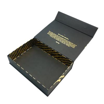 China Luxury Eco-friendly Cardboard Closure Gift Box Recycled Paper Magnetic Packaging With All Black Custom Design Logo for sale